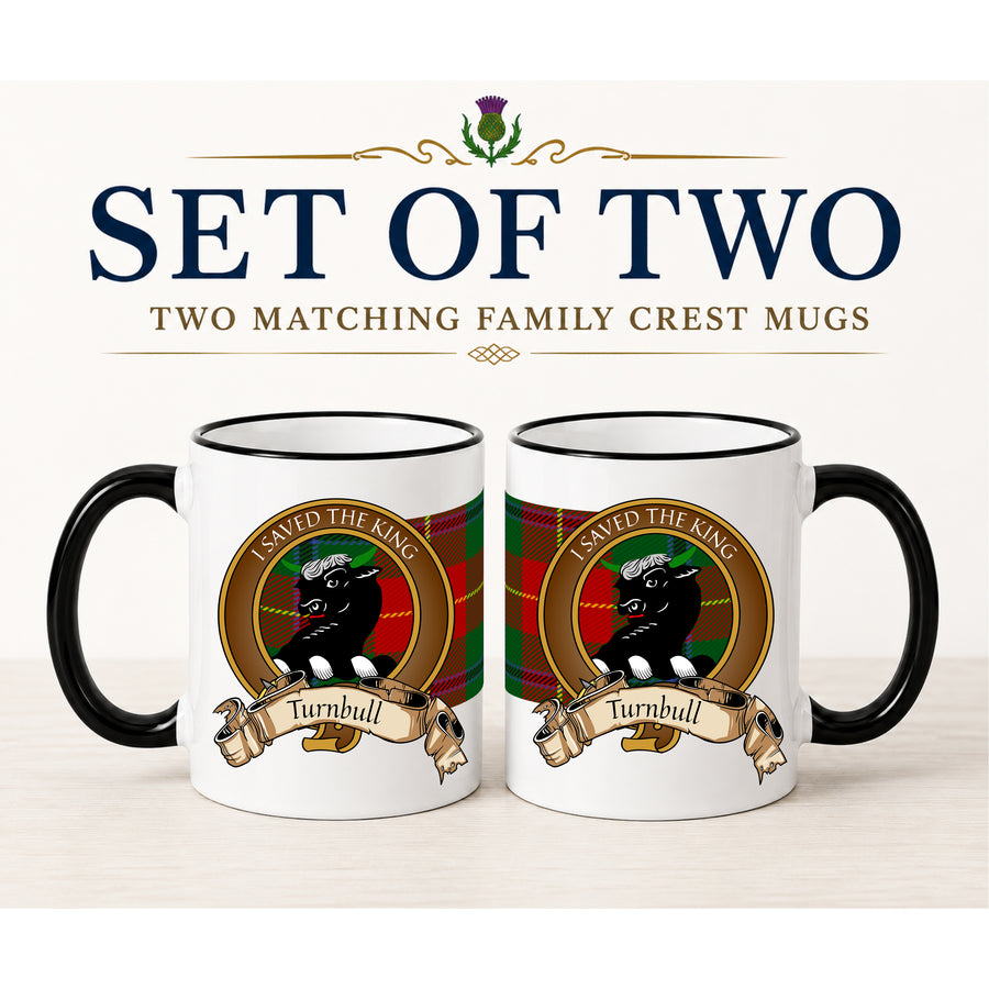 Turnbull Scottish Clan Crest 11 oz Mugs – Brown Crest Design | Set of 2