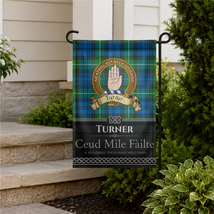 Turner Scottish Clan Crest Garden Flag - Brown Design