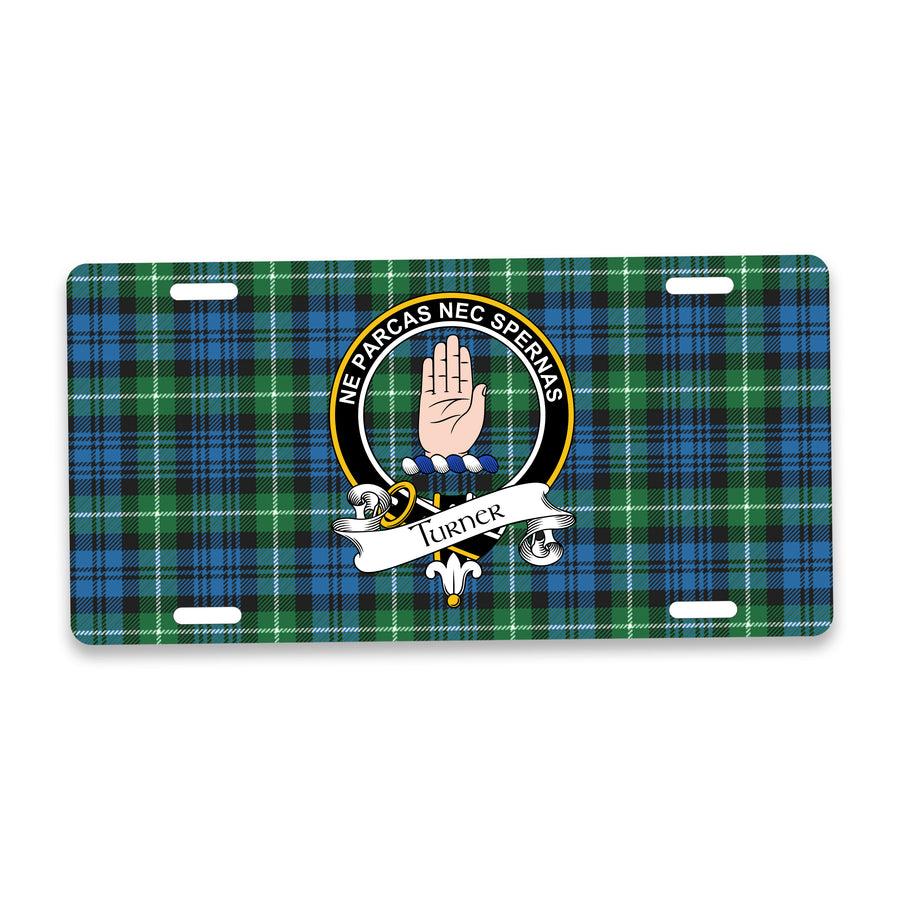 Turner Scottish Clan Crest Auto License Plate – Black Crest Design