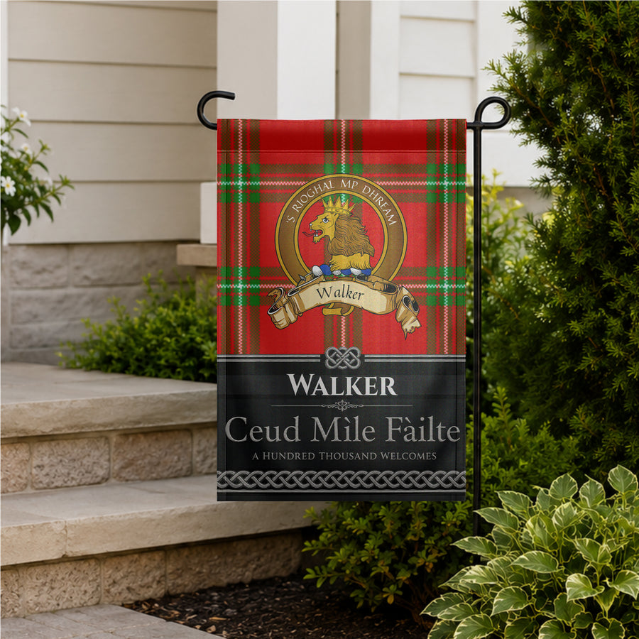 Walker Scottish Clan Crest Garden Flag - Brown Design