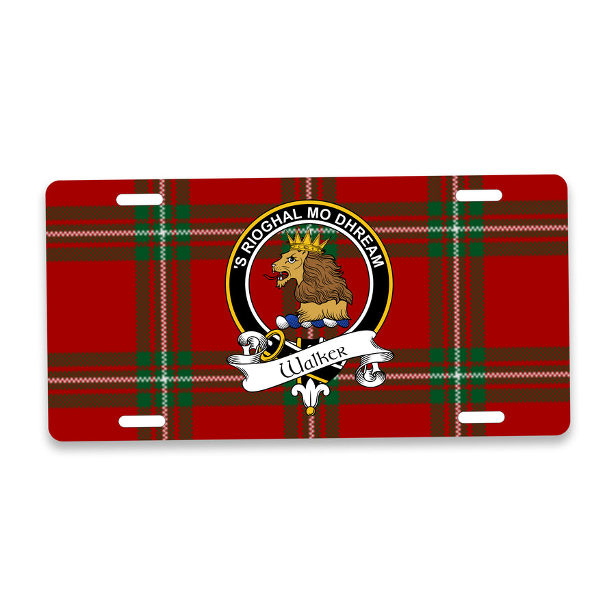 Walker Scottish Clan Crest Auto License Plate – Black Crest Design