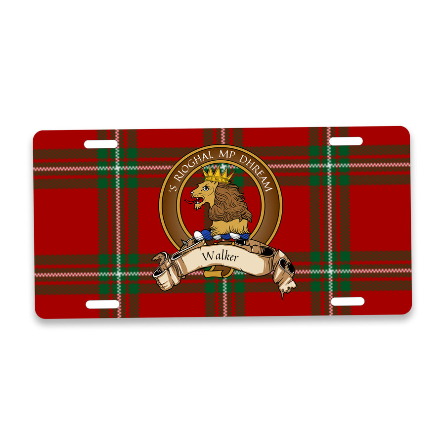 Walker Scottish Clan Crest Auto License Plate – Brown Crest Design