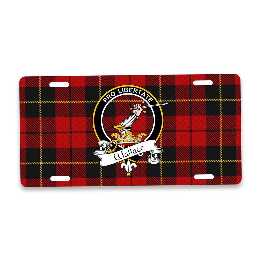 Wallace Scottish Clan Crest Auto License Plate – Black Crest Design
