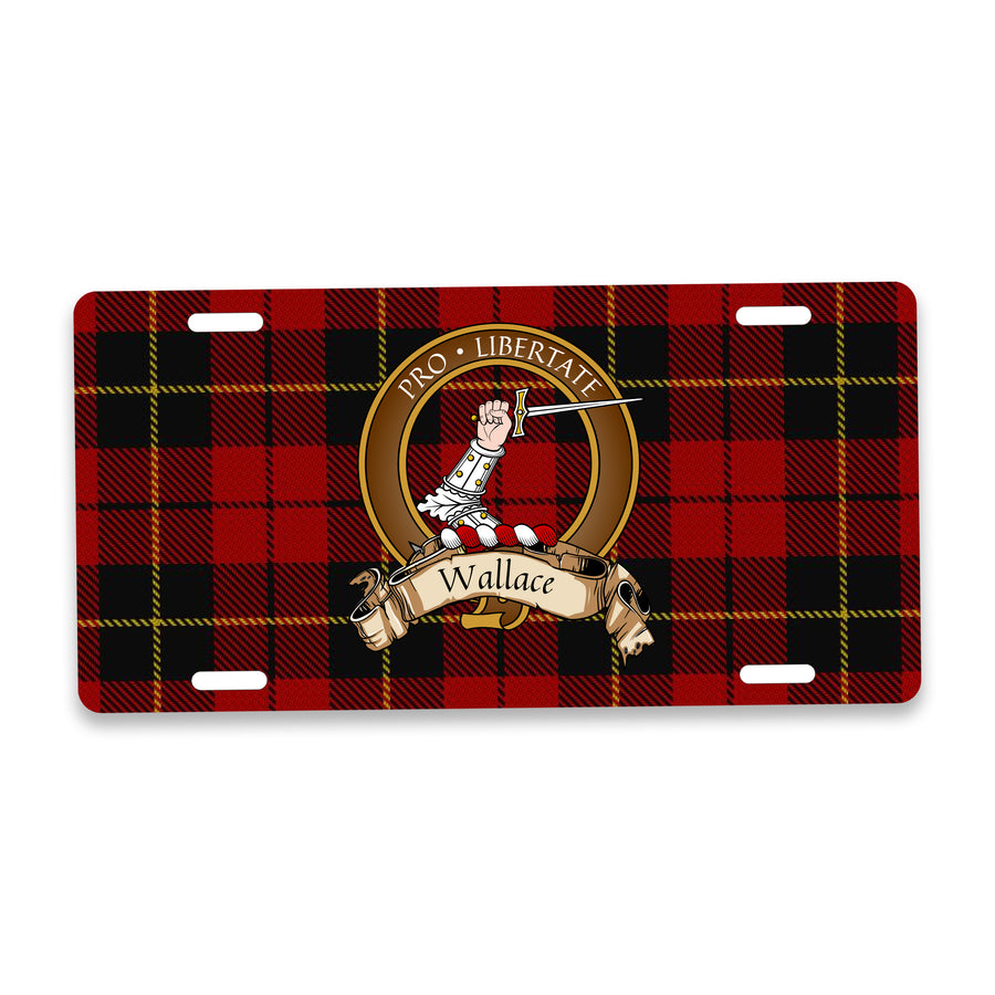 Wallace Scottish Clan Crest Auto License Plate – Brown Crest Design