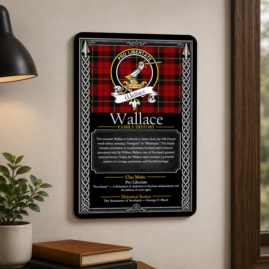 Wallace Scottish Family History Metal Sign