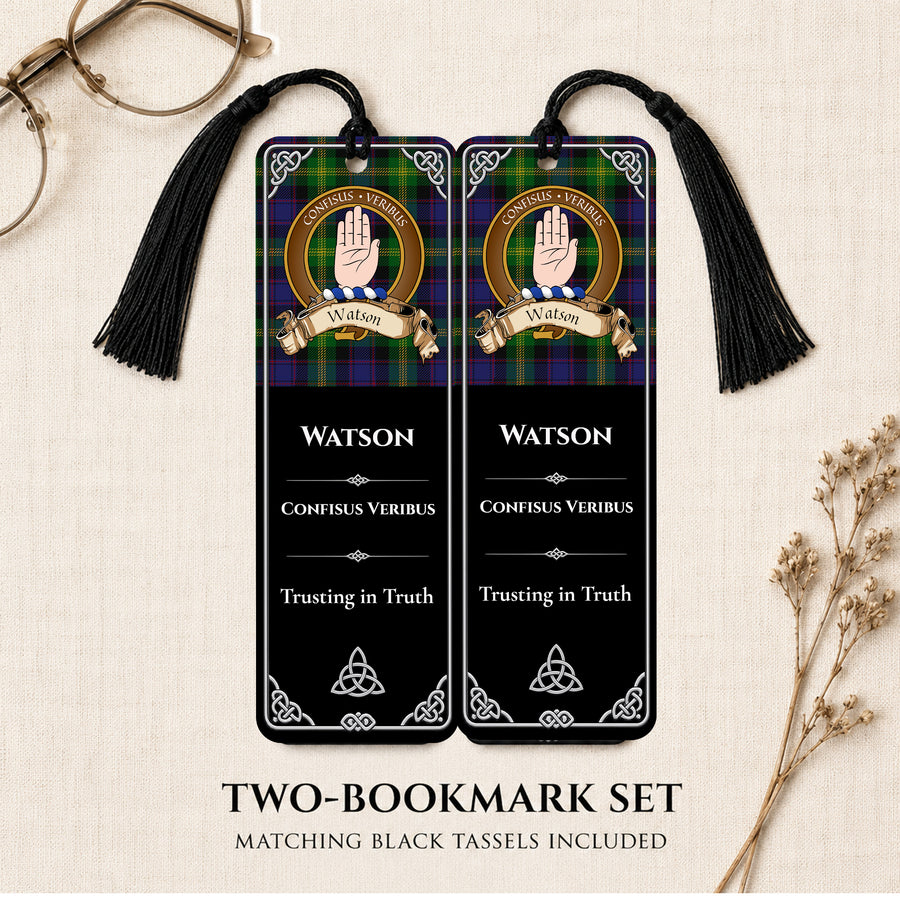 Watson Scottish Clan Crest Metal Bookmarks - Brown Set of 2