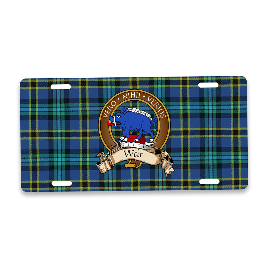 Weir Scottish Clan Crest Auto License Plate – Brown Crest Design