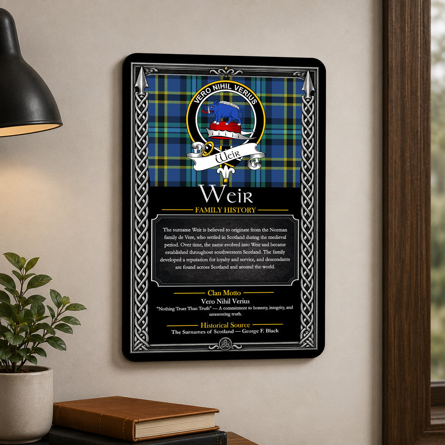 Weir Scottish Family History Metal Sign