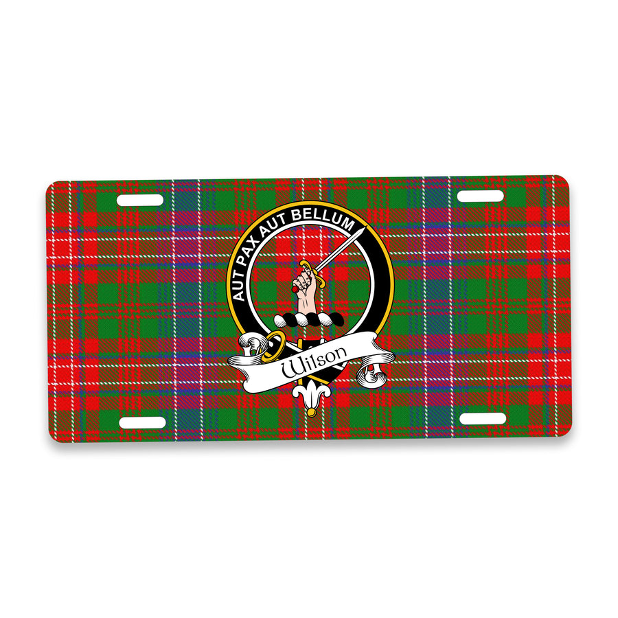 Wilson Scottish Clan Crest Auto License Plate – Black Crest Design
