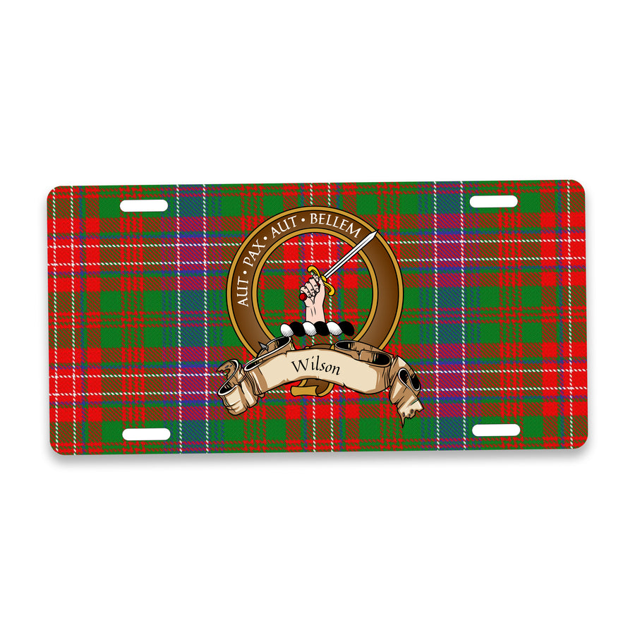 Wilson Scottish Clan Crest Auto License Plate – Brown Crest Design