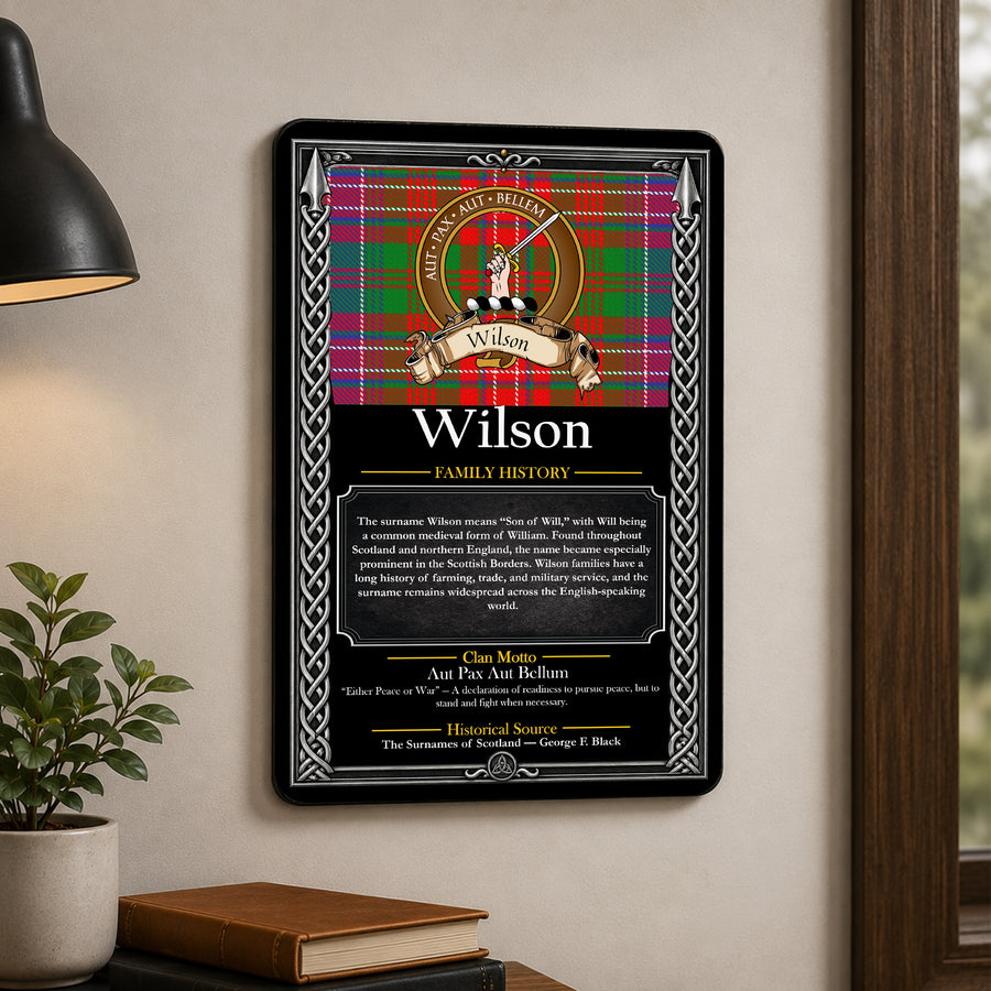 Wilson Scottish Family History Metal Sign – Brown Crest